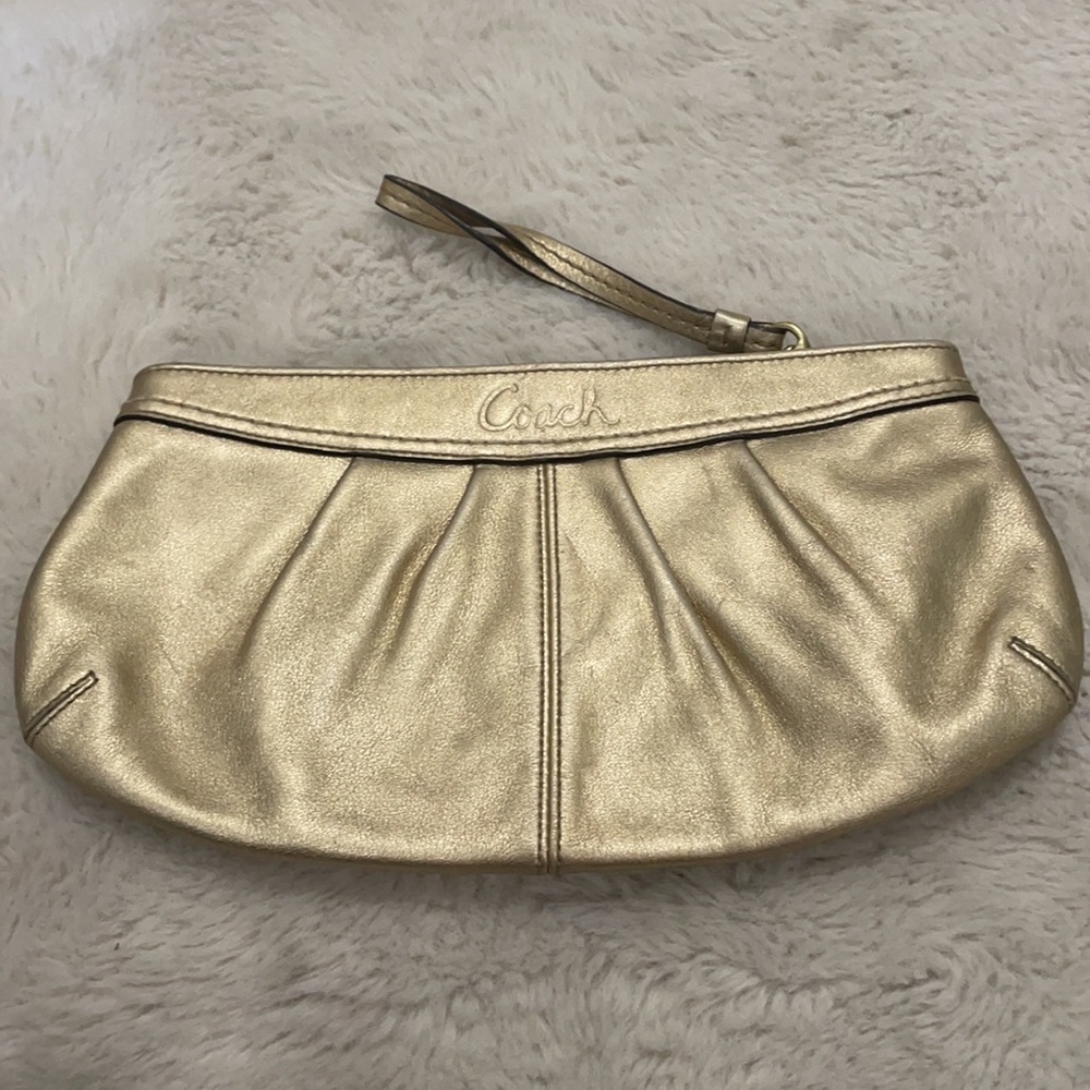 Champagne gold coach evening clutch wristlet